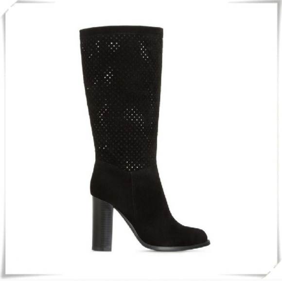 Shoe Dazzle Shoes - Margot Peforated Western Style Tube Heeled Boots
